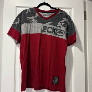 Ecko Unlimited Red and Gray Camo Men's Tee
